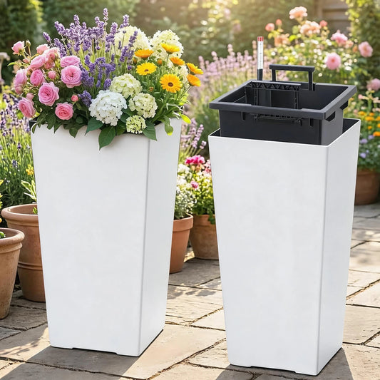Set of 2 Self-Watering Tall Planters