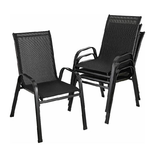 4PCS Garden Chairs Steel-iron+Teslin Fabric Folding High Chair