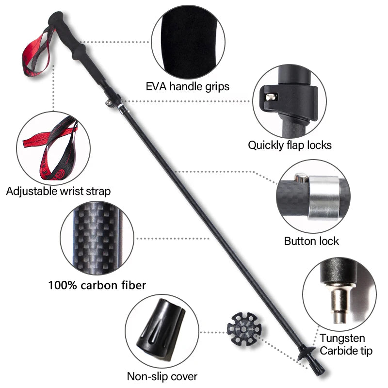 Ultralight Carbon Fiber Folding Trekking Poles
