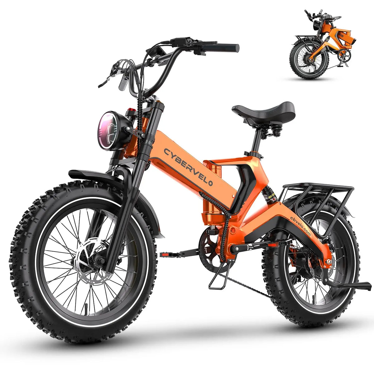 Cybervelo EK6 Folding Fat Tire Electric Bike – 2000W Peak Motor, 20" Wheels