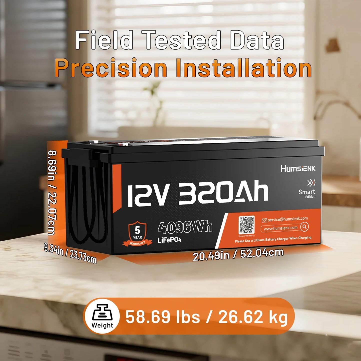 12V 320Ah Rechargeable Lithium Battery, Capacity 4096Wh, Built-in Bluetooth & 250A BMS, 15000+ Deep Cycle & 12V LiFePO4 Battery
