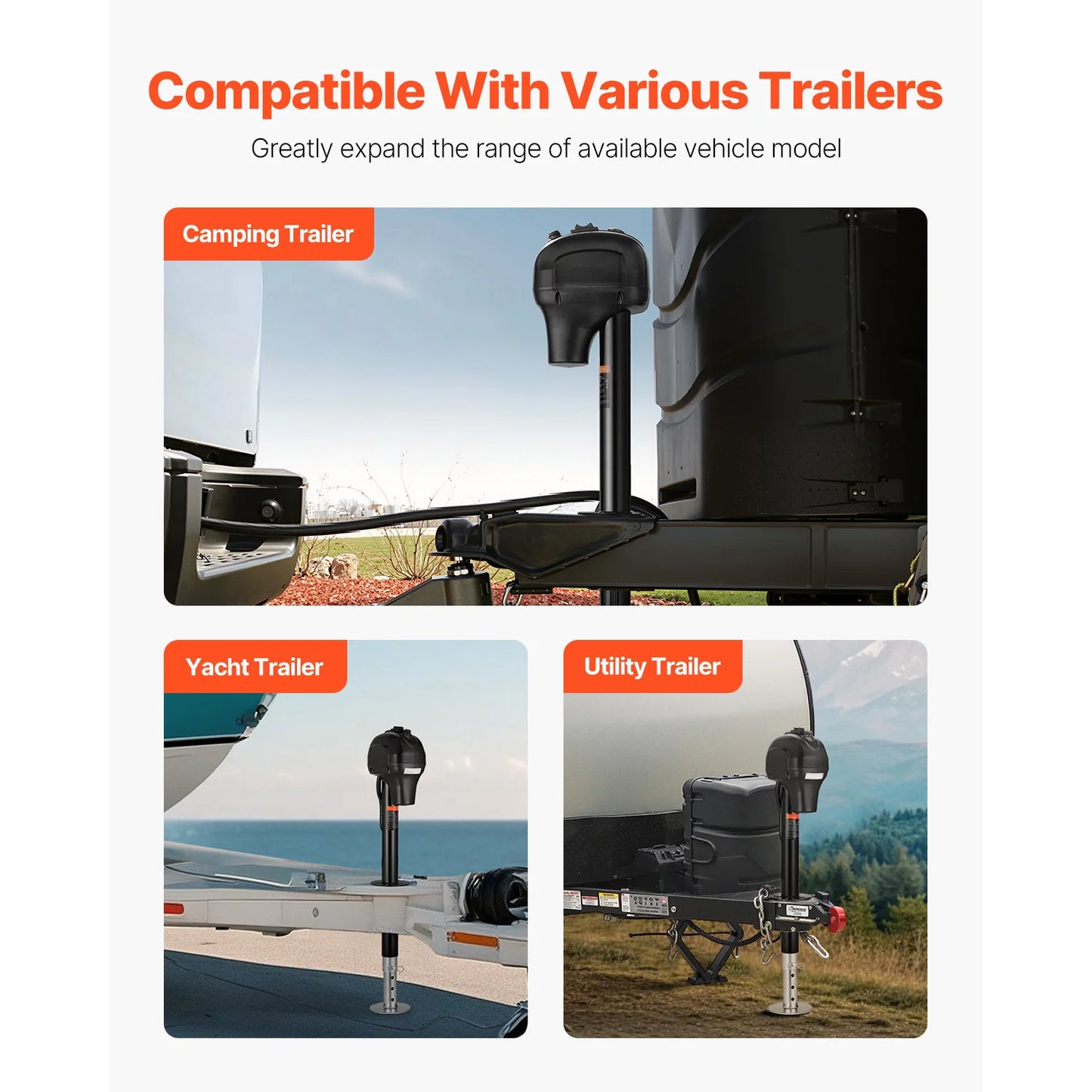 3500/5000Lbs Electric Trailer Jack RV 12V Tongue Jack with 7-pin Connector & Crank Handle 10"-28.3" Lift for Campers