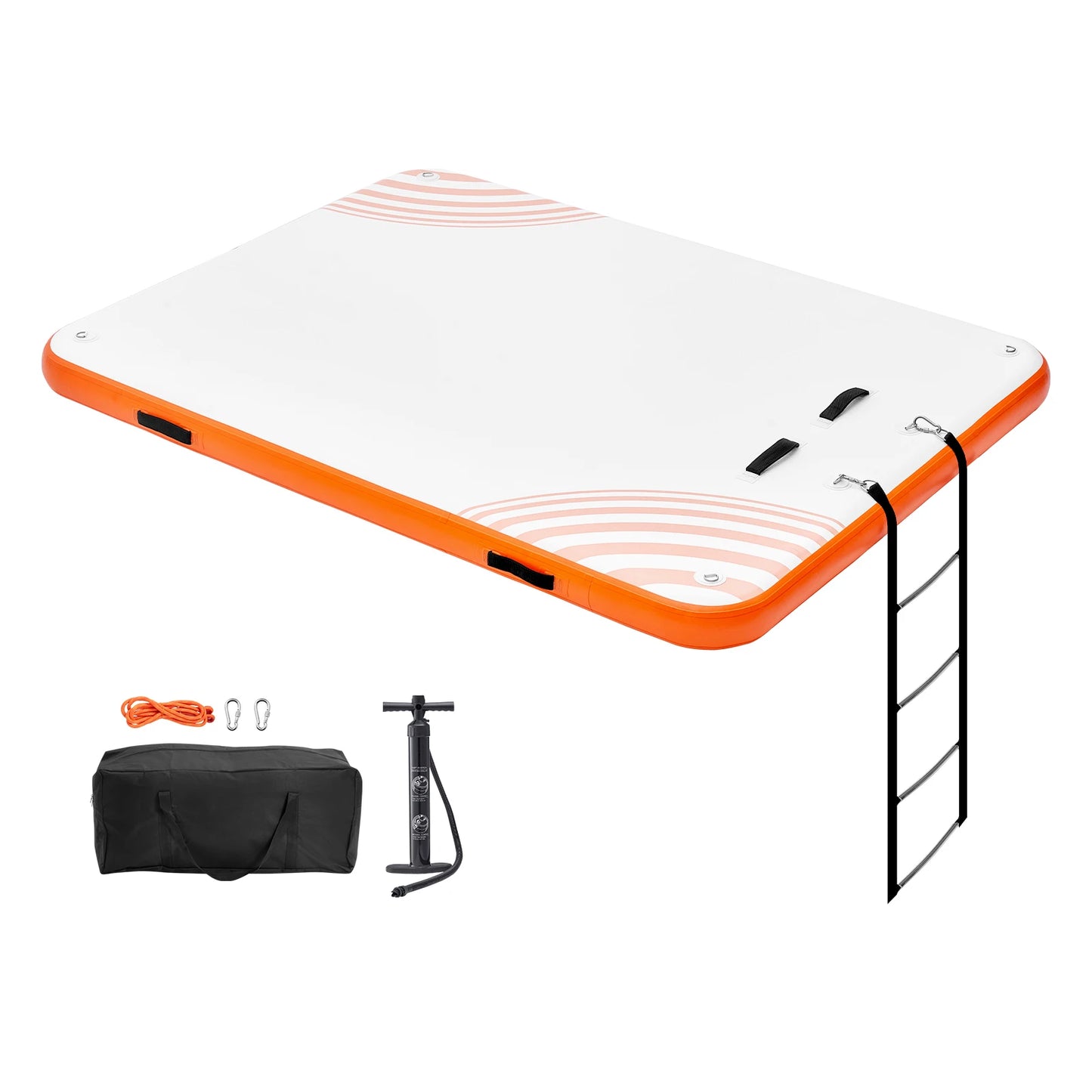 Inflatable Floating Dock Non-Slip Water Dock Mat with Detachable Ladder
