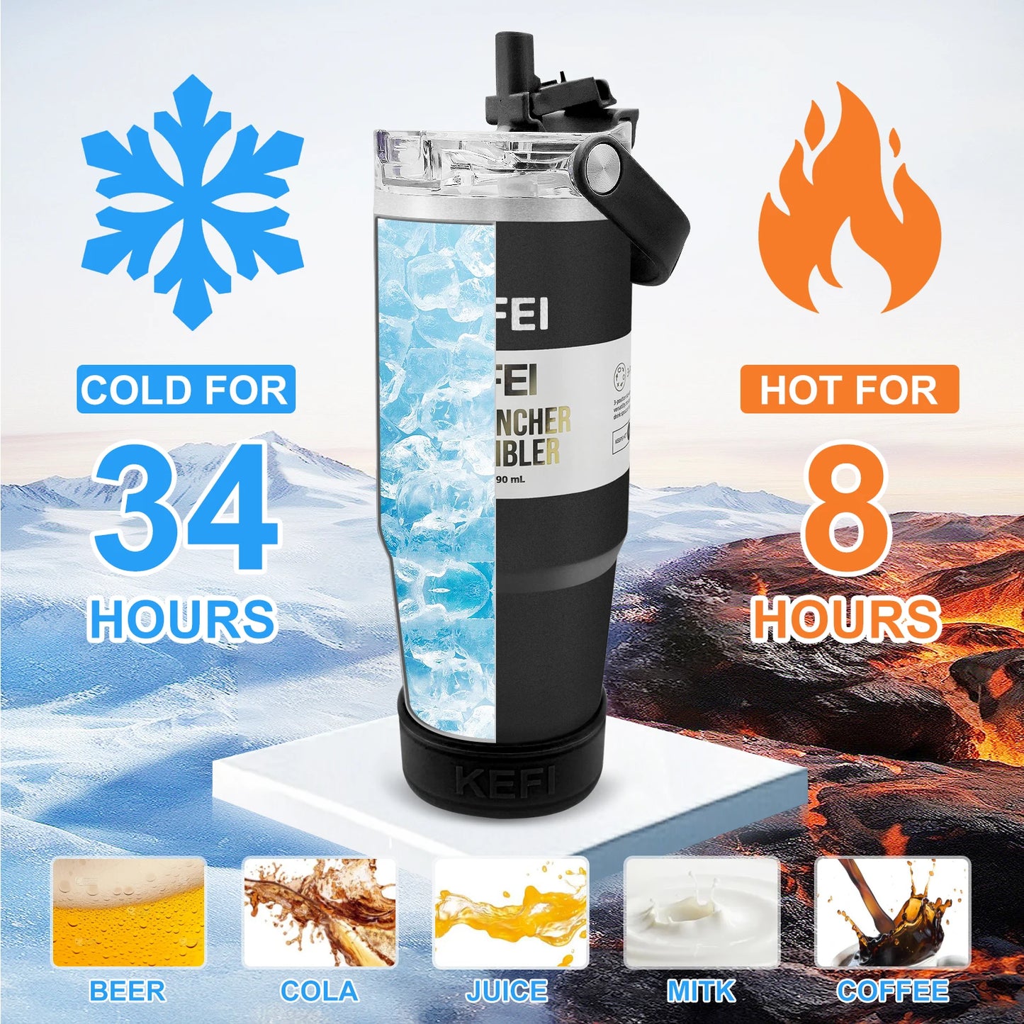 1PCS 30oz Solid Color Double Wall Stainless Tumbler, with Lid And Straw