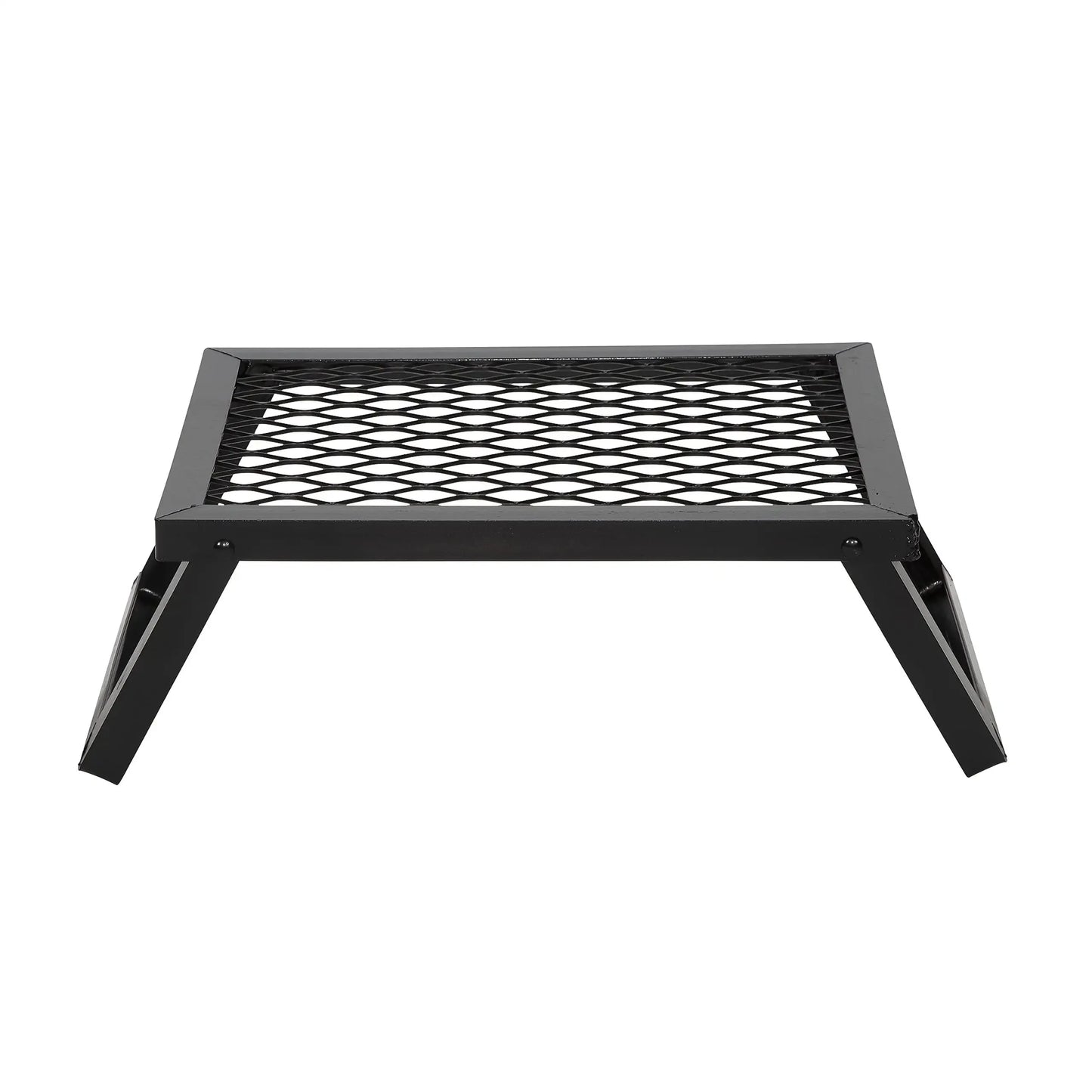 Portable Foldable Campfire Grill Set 40x30cm 16x12in Heavy Duty Steel Barbecue Grate with Folding Legs & BBQ Tongs Outdoor Over Fire Camp Cooking Rack for Backyard Bonfire Picnic Camping Fire Pit Accessories