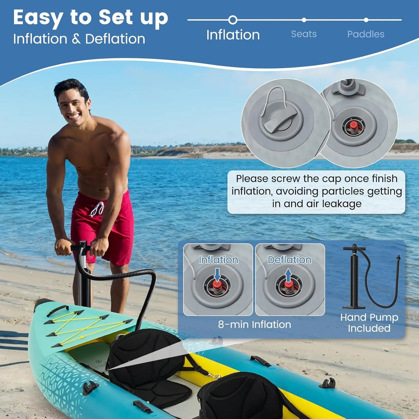 Inflatable Kayak, 2 Person Canoe