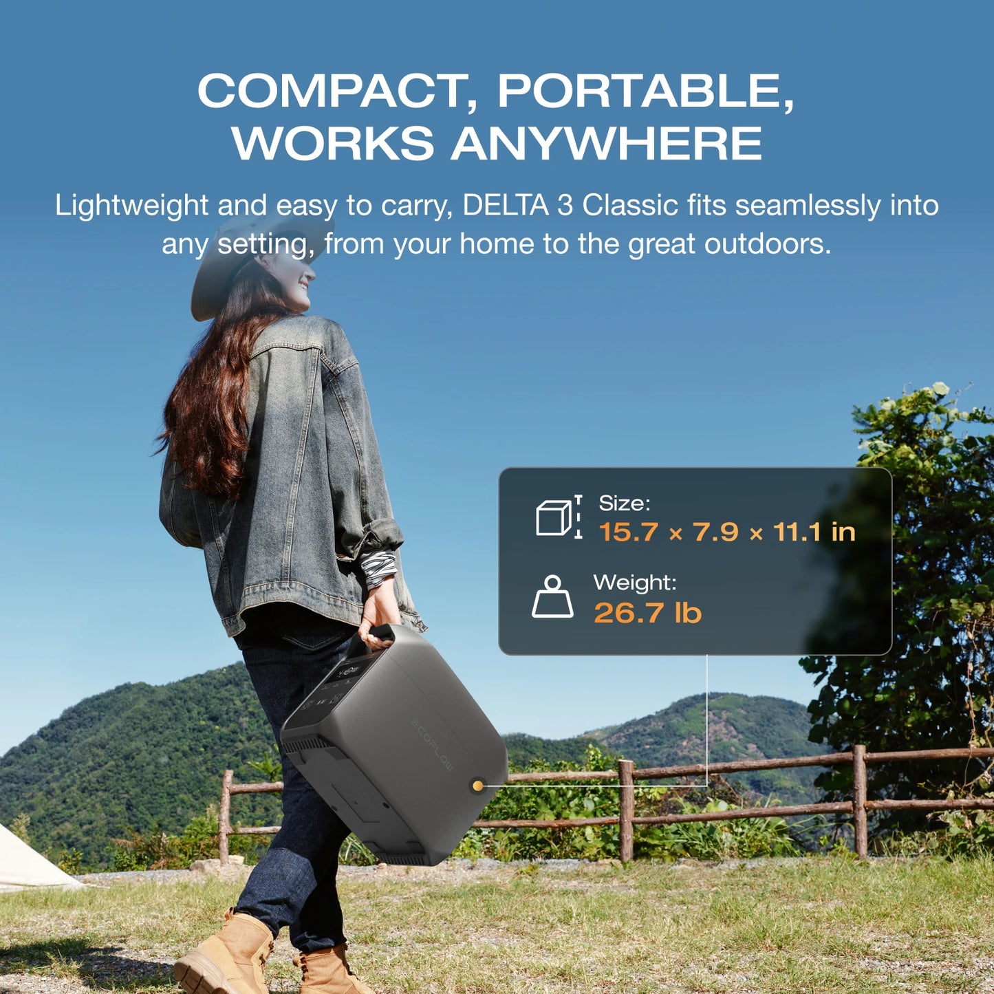 Solar Generator DELTA 3 Classical Dark 1000, 1024Wh LiFePO4 Battery Portable Power Station, 1800W AC/100W USB-