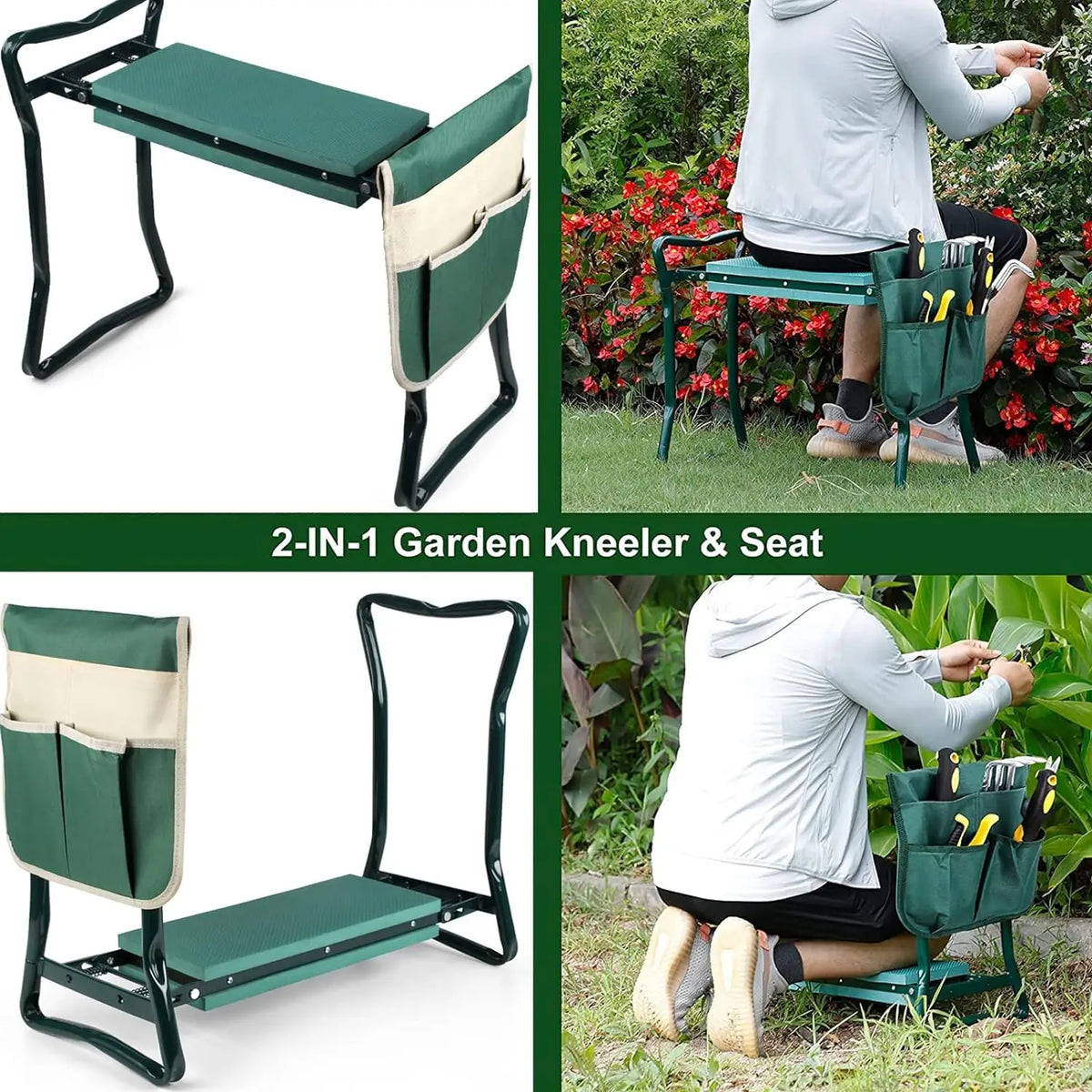 2-in-1 Folding Garden Kneeler & Seat with EVA Foam Pad