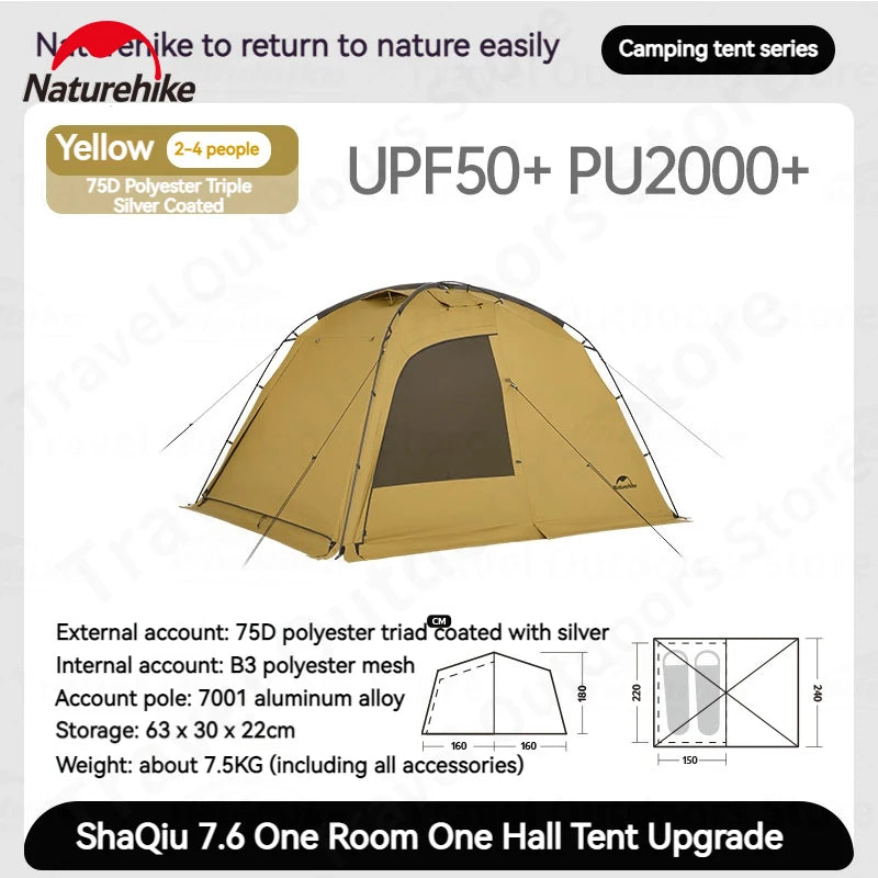 Camping Tent 2 People 4 Season Tent Ultralight PU2000mm Outdoor Travel iking Tent With Chimney Screen Window