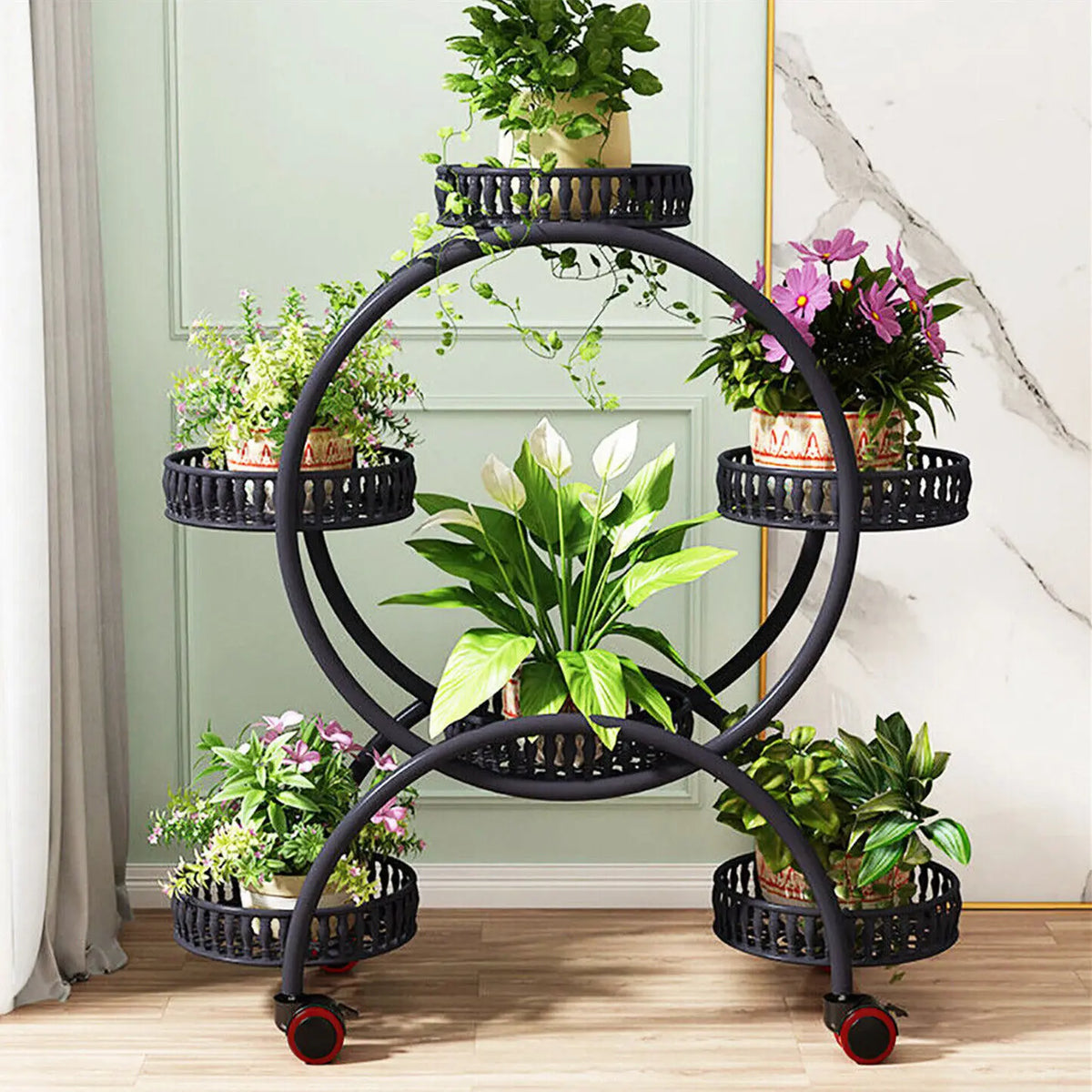 4-Tier Rolling Plant Stand for 6 Pots