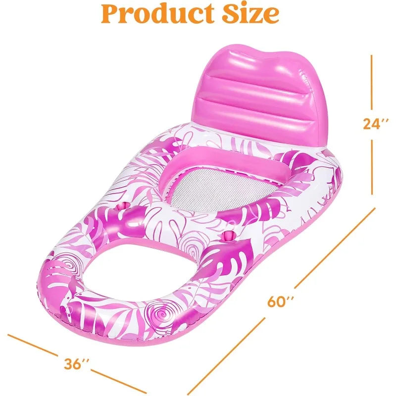 Inflatable Adult Pool Floats Lounger Pool Float Lounge Raft Floaties Water Recliner Chair for Summer Water Party