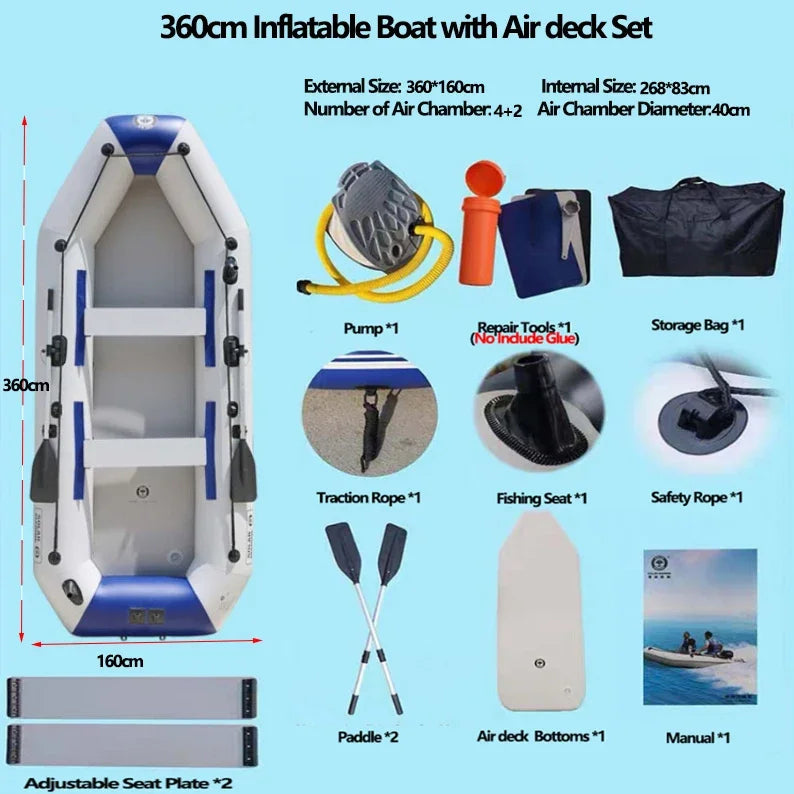 Inflatable Fishing & Recreation Boat – 5.7–12 FT with Air Deck