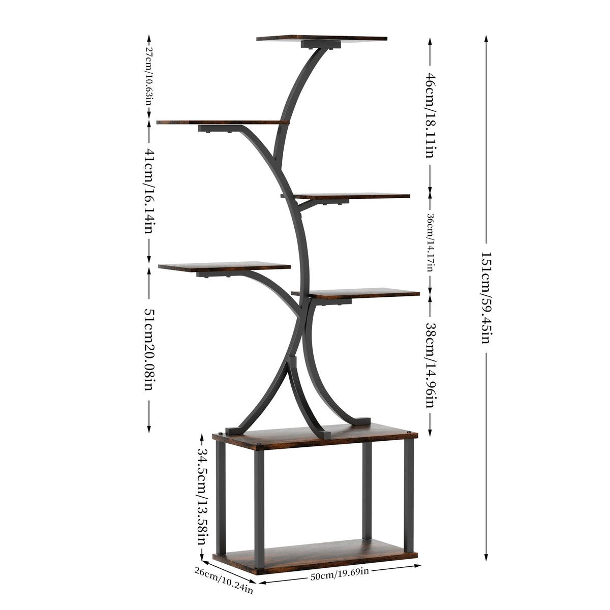 Industrial Tree-Shaped Multi-Tier Plant Stand