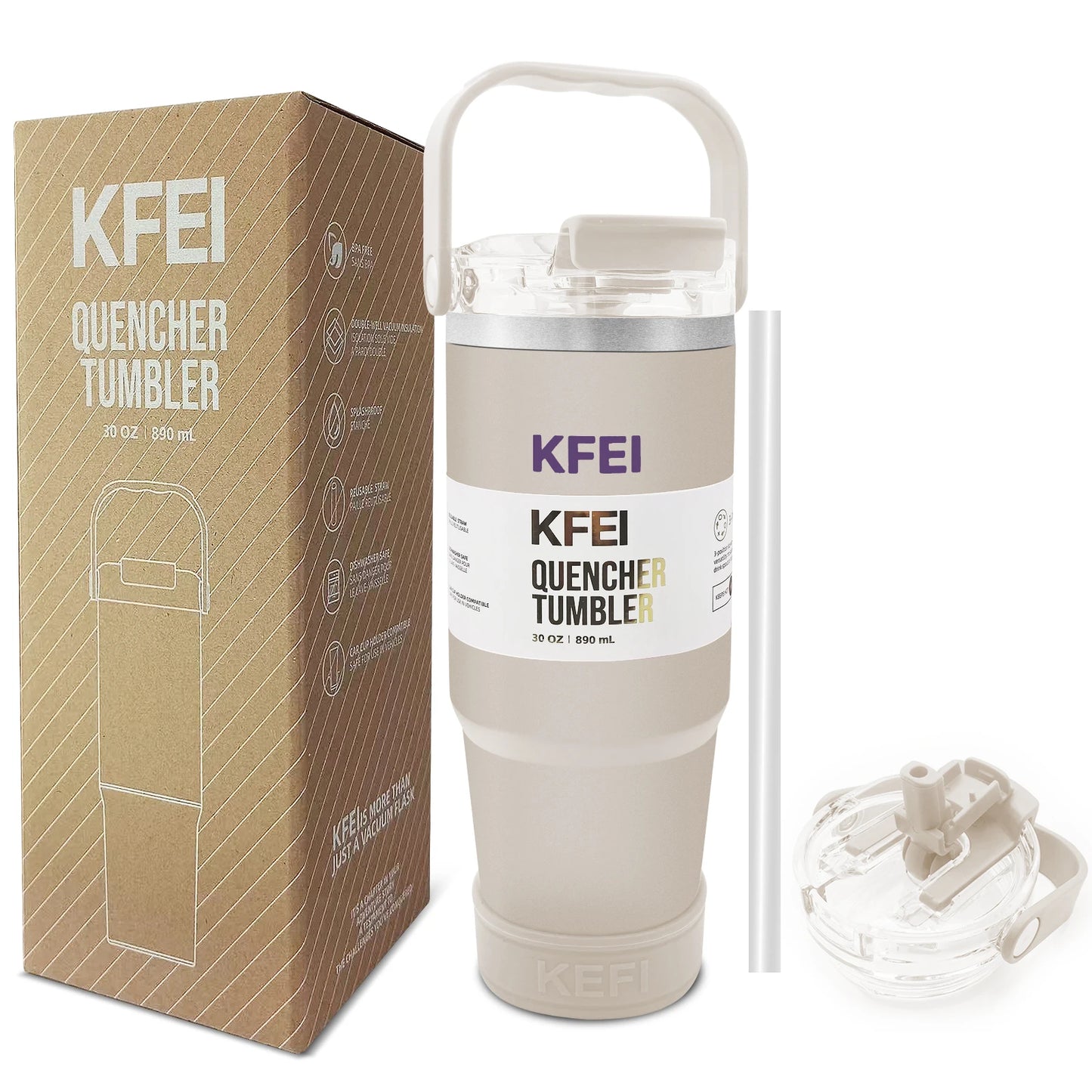 1PCS 30oz Solid Color Double Wall Stainless Tumbler, with Lid And Straw