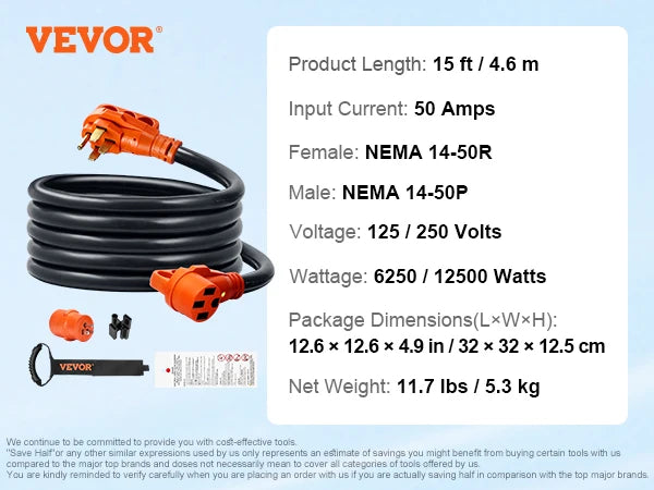 25/50ft RV Extension Cord 30/50Amp