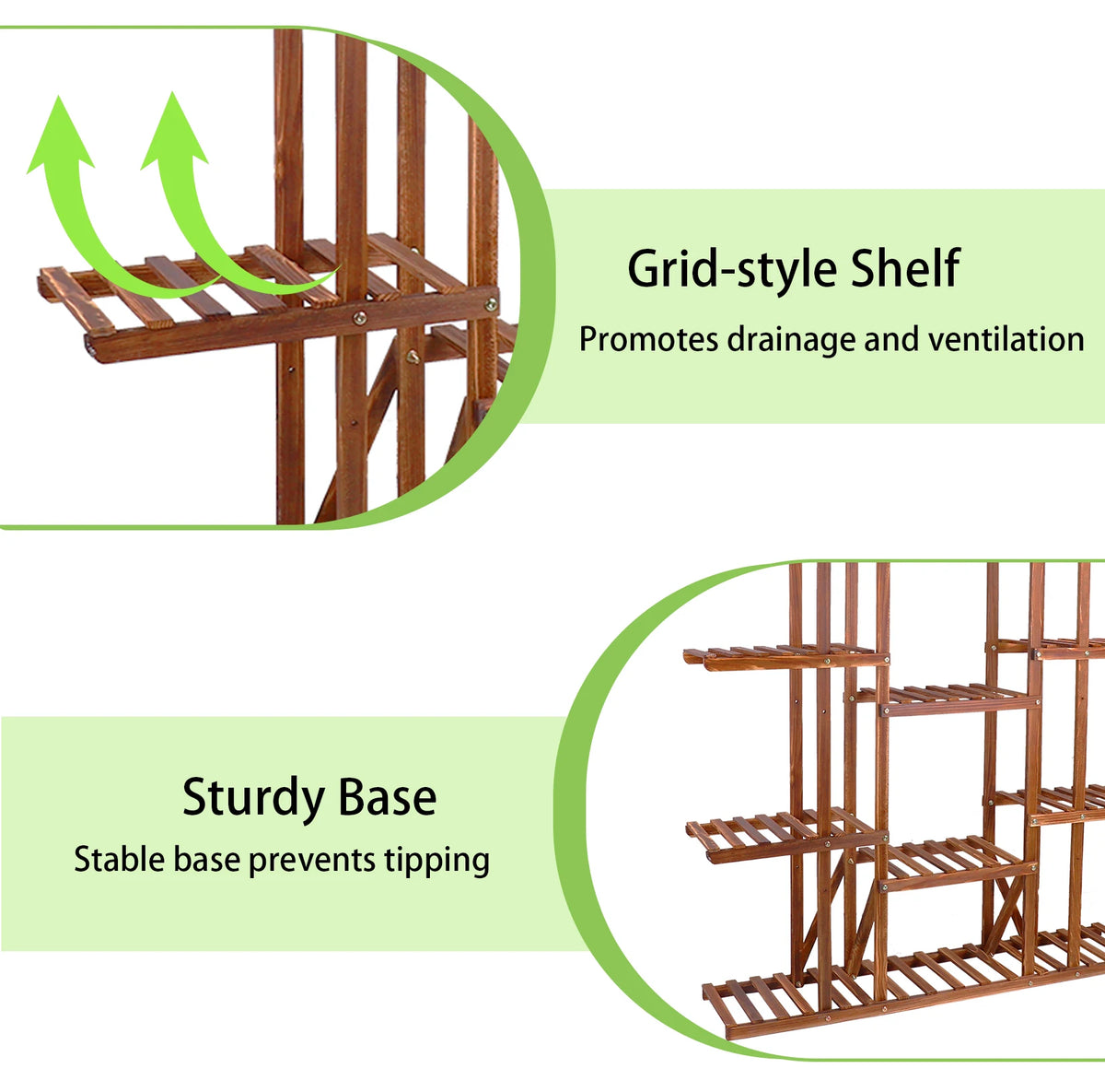 Wooden Multi-Tier Plant Stand & Flower Pot Shelf