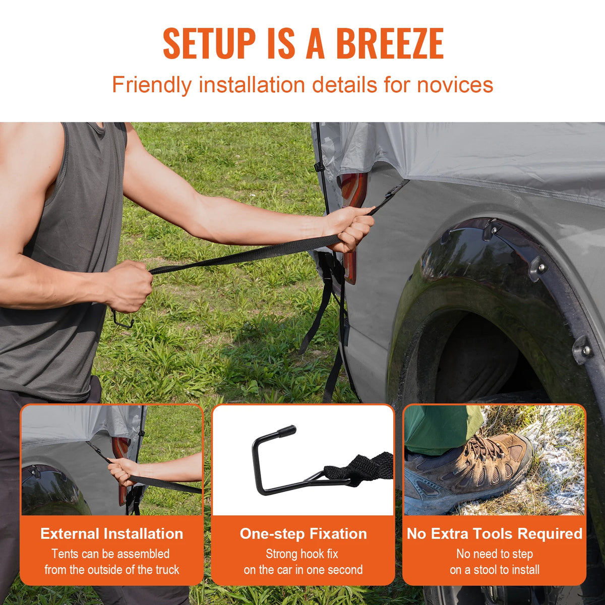 SucceBuy Pickup Truck Bed Tent – 5.5–6 FT Double-Layer Camping Shelter