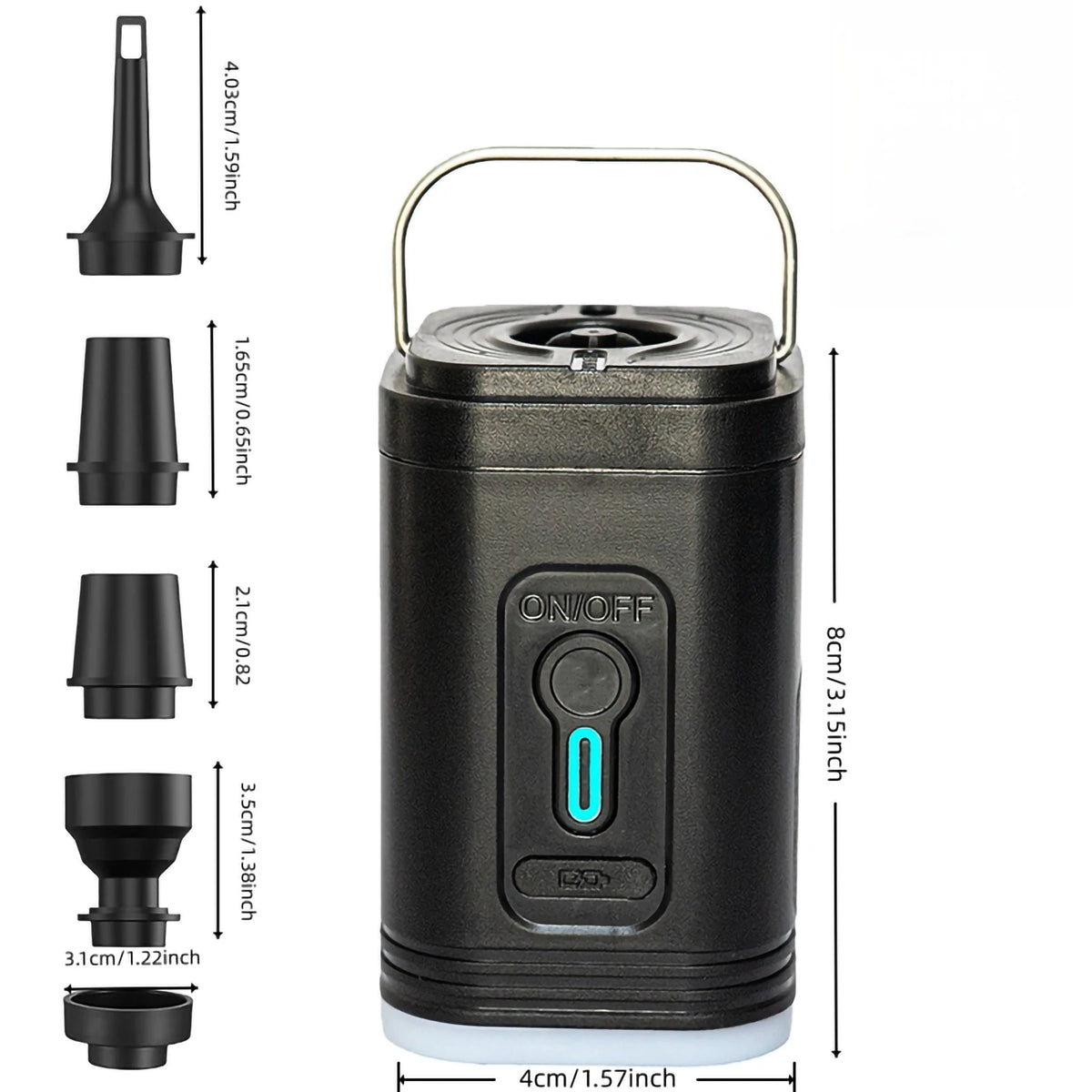 Portable Rechargeable Electric Air Pump with LED Light & 5 Nozzles