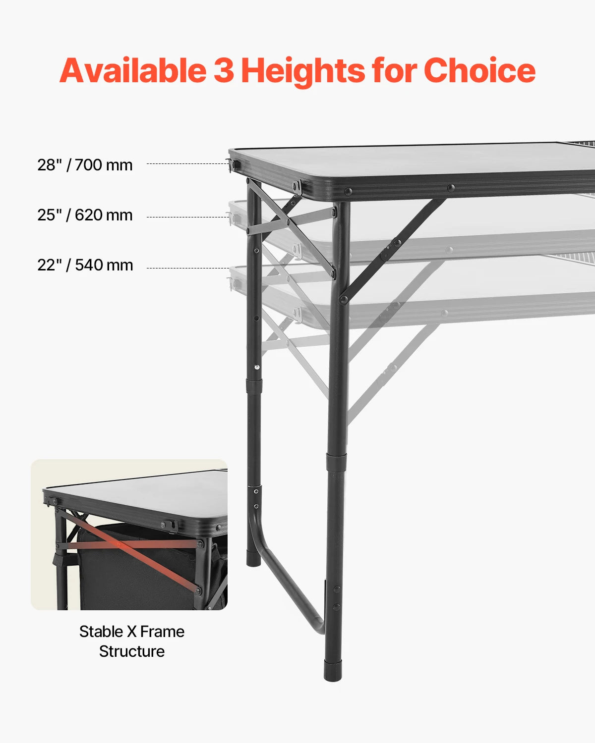 Camping Kitchen Table Outdoor Cooking Table Aluminum Lightweight Portable Cook Station for BBQ Party Picnic RV Travel