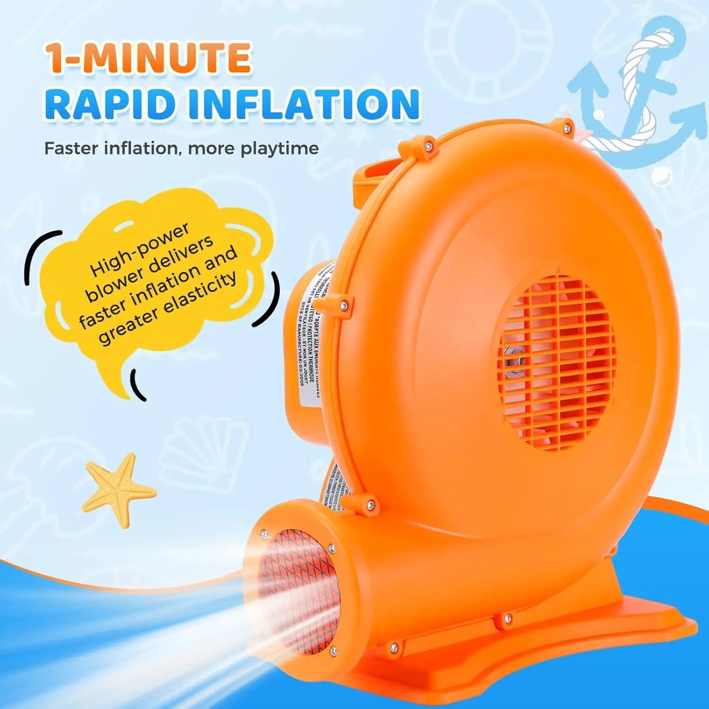 Inflatable Water Slide for Kids, 7-in-1 Bounce House with Splash Pool, Climbing Wall, Trampoline, Basketball Hoop & Water Cannons, Indoor Outdoor Bouncy Castle for Backyard Party, Blue