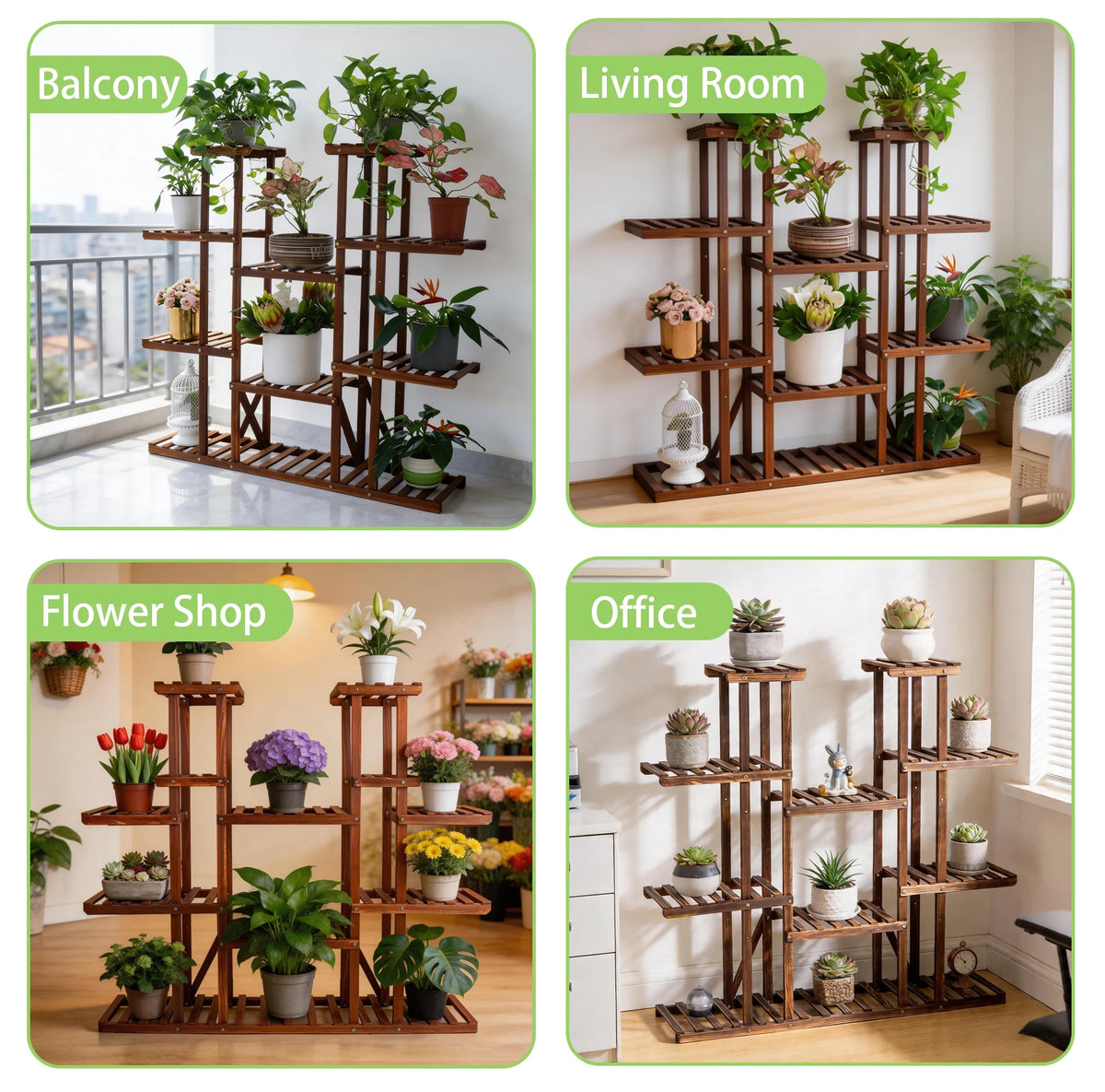 Wooden Multi-Tier Plant Stand & Flower Pot Shelf