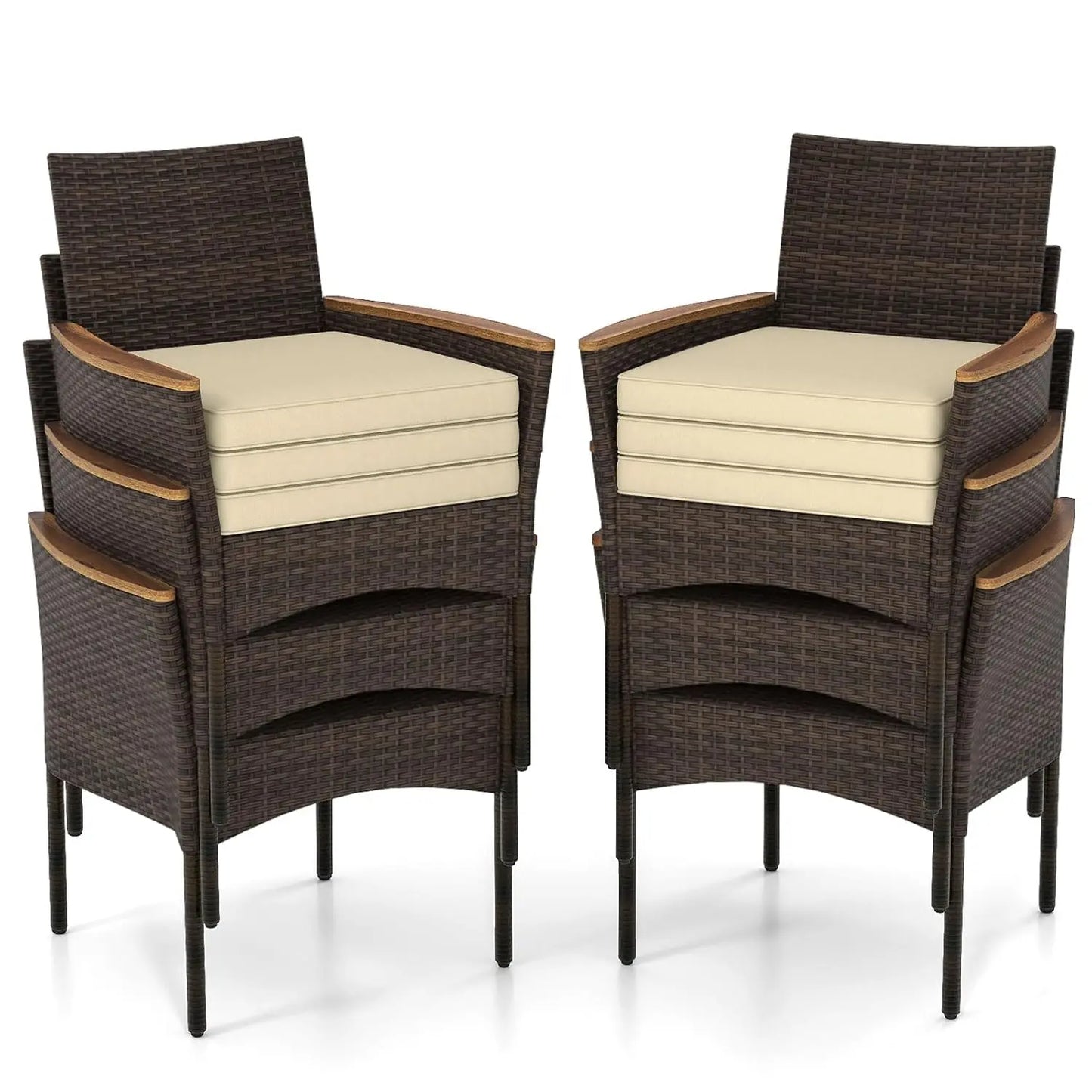 Steel  Frame Wicker Patio Chairs 6pcs
