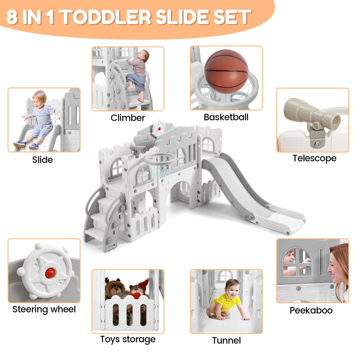 8-in-1 Indoor & Outdoor Toddler Playground