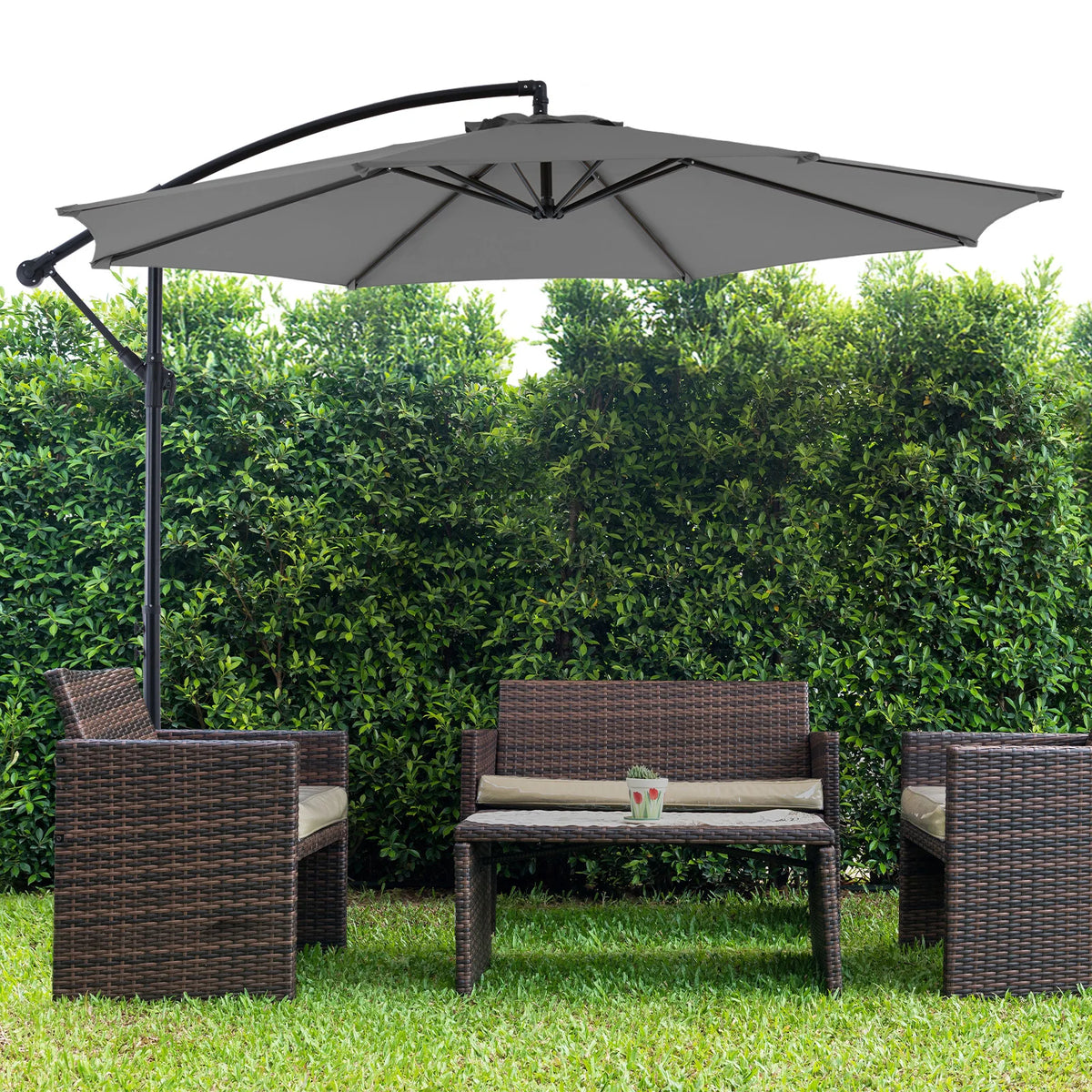 JHK 10FT Cantilever Patio Umbrella – Adjustable Tilt Outdoor Shade