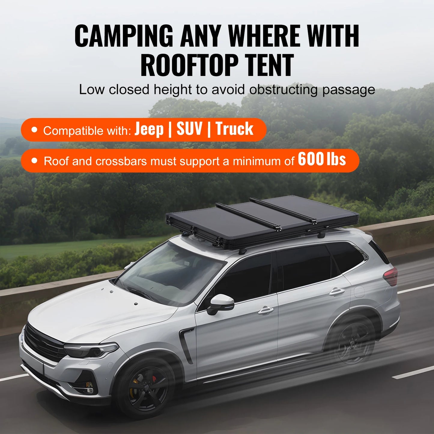 Rooftop Tent Hard Shell Roof Top with Telescopic Ladder with Thick Mattress Waterproof Windproof for Jeep Van Pickup Truck