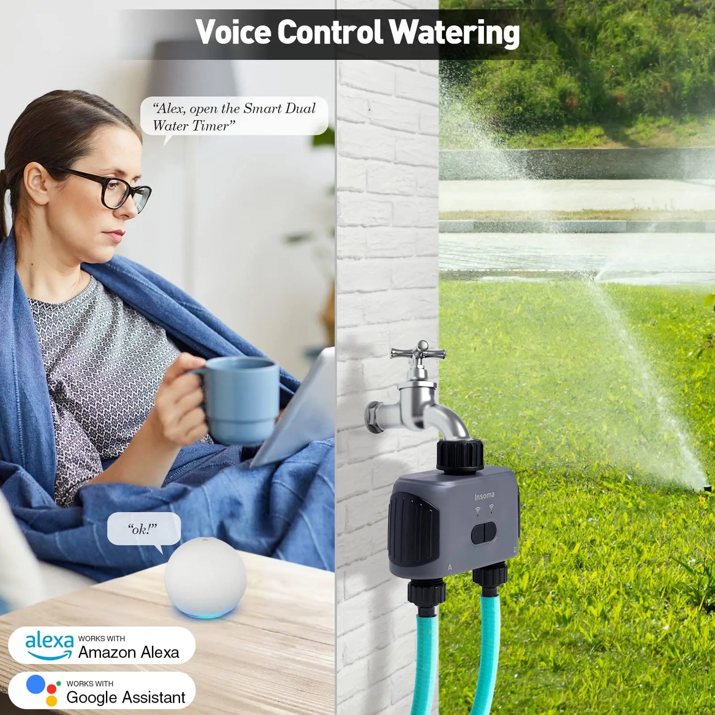 Automatic Water Timer Zigbee Wifi 2-Outlet Garden Irrigation Watering System Sprinkler Programmer Tools support Alexa