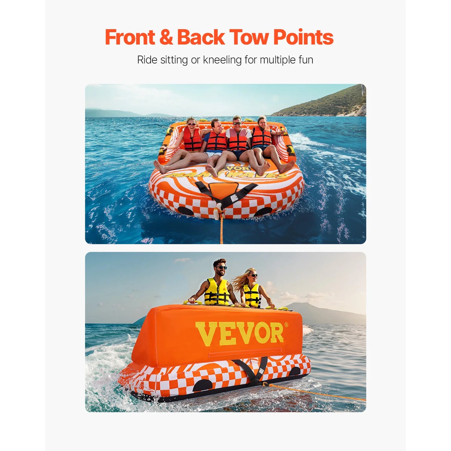 Towable Tube for Boating 1-4 Riders Inflatable