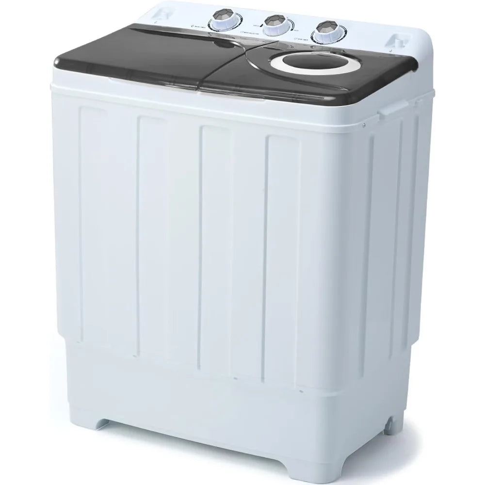 28 lb Portable Twin Tub Washing Machine with Spin Dryer & Drain Pump – Grey