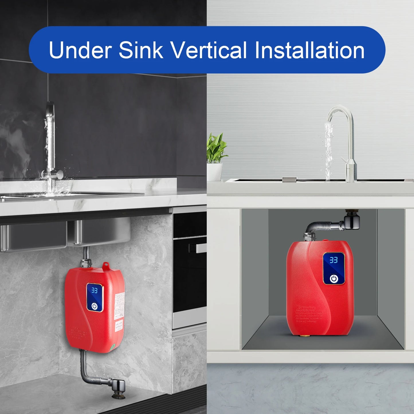 3000W Instant Water Heater 68-122℉ Kitchen