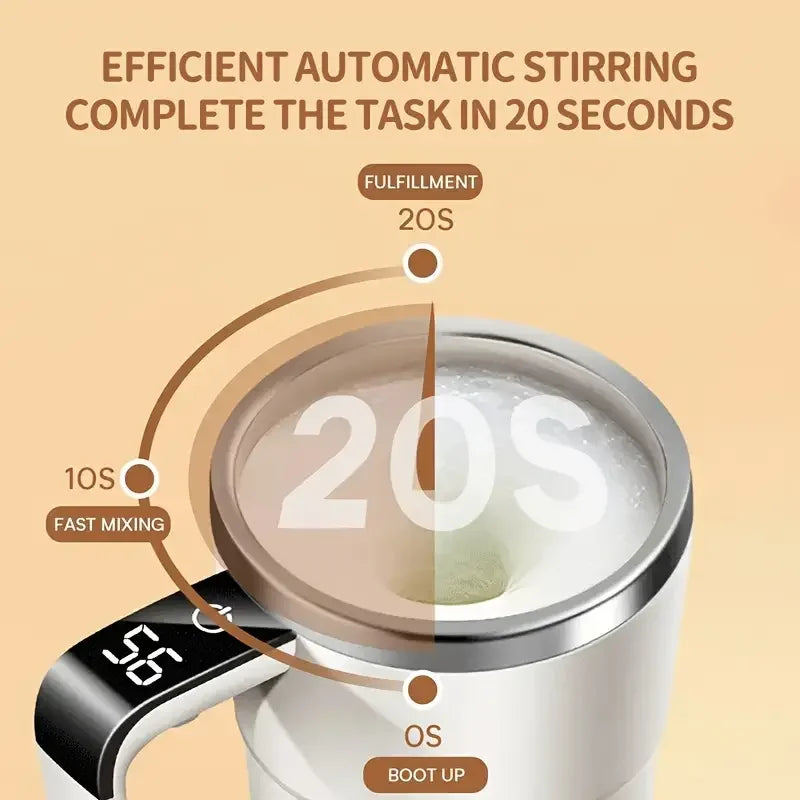 USB Rechargeable Self-Stirring Coffee Mug with LED Display