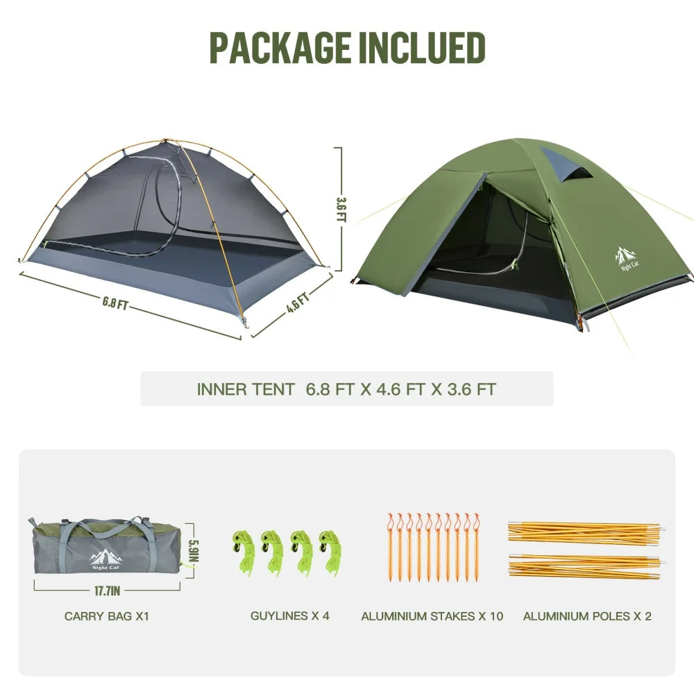 Night Cat 2-Person Lightweight Waterproof Backpacking Tent