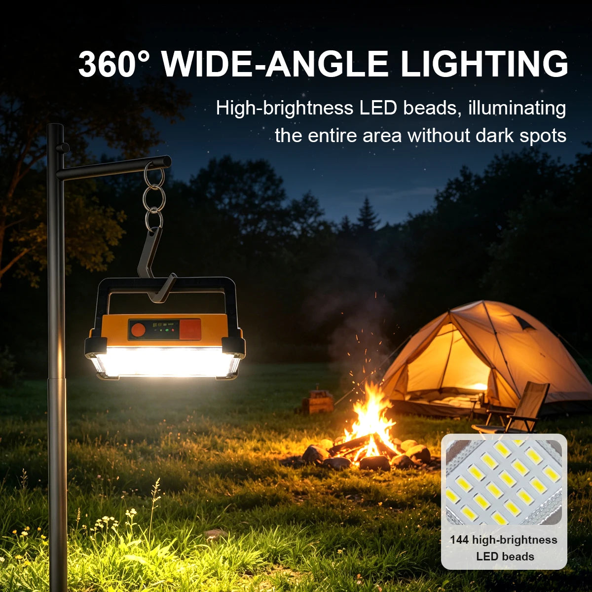 Rechargeable Solar LED Work Light – 3600mAh Portable Floodlight (1 or 2 Pack)