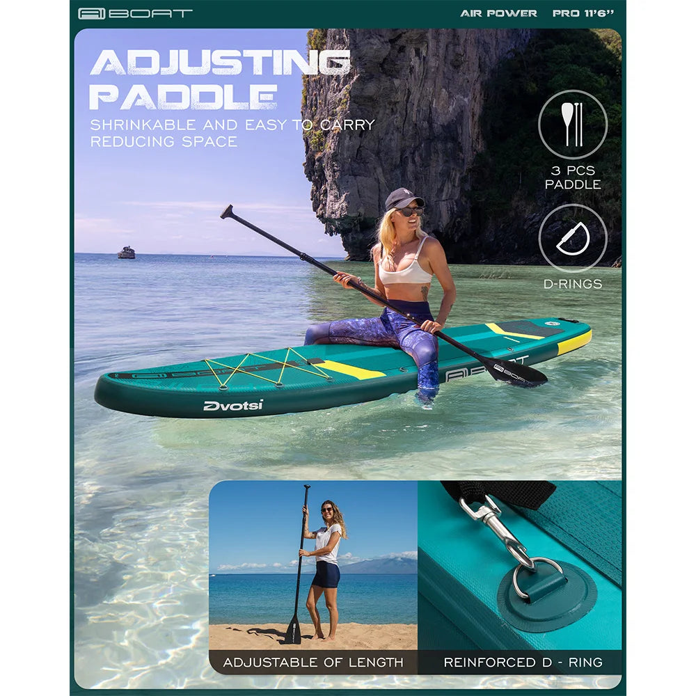 AIBOAT 11'6" Inflatable Stand-Up Paddle Board – 35" Wide Fishing SUP