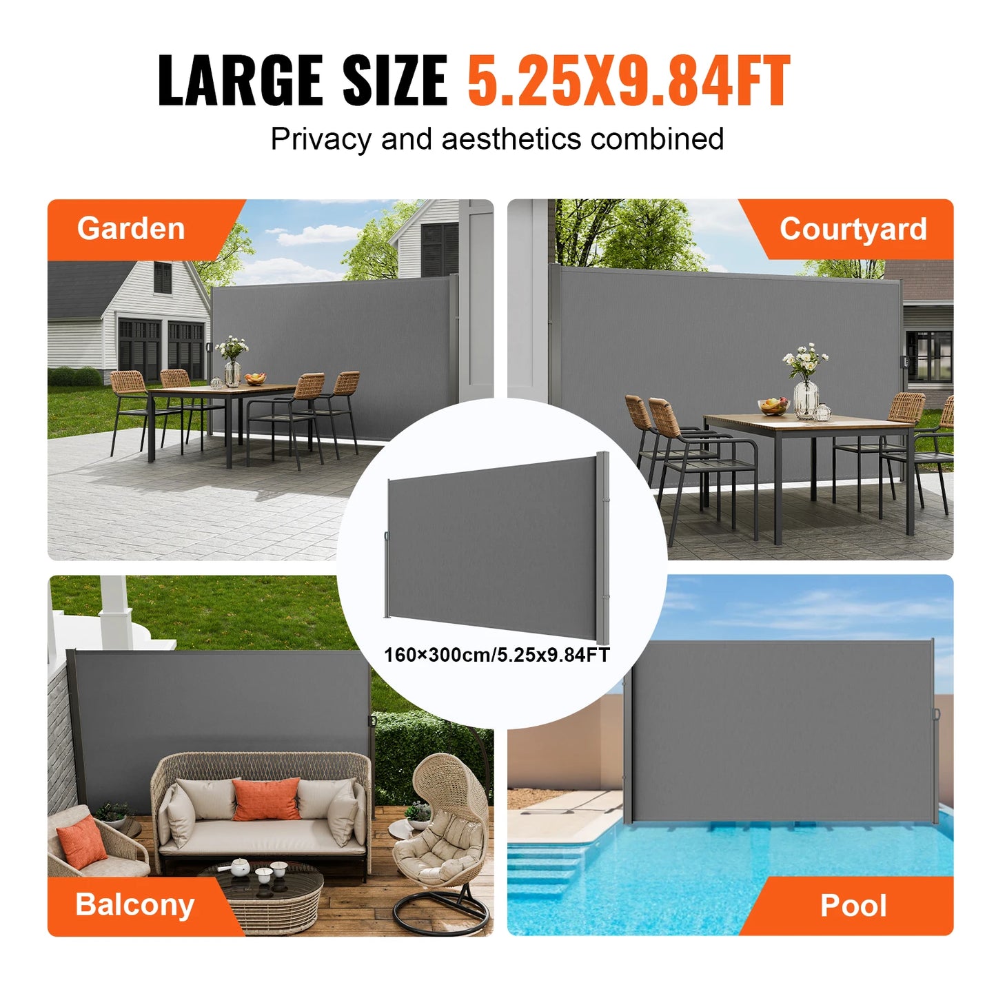 Retractable Side Awning Outdoor Privacy Retractable Patio Screen