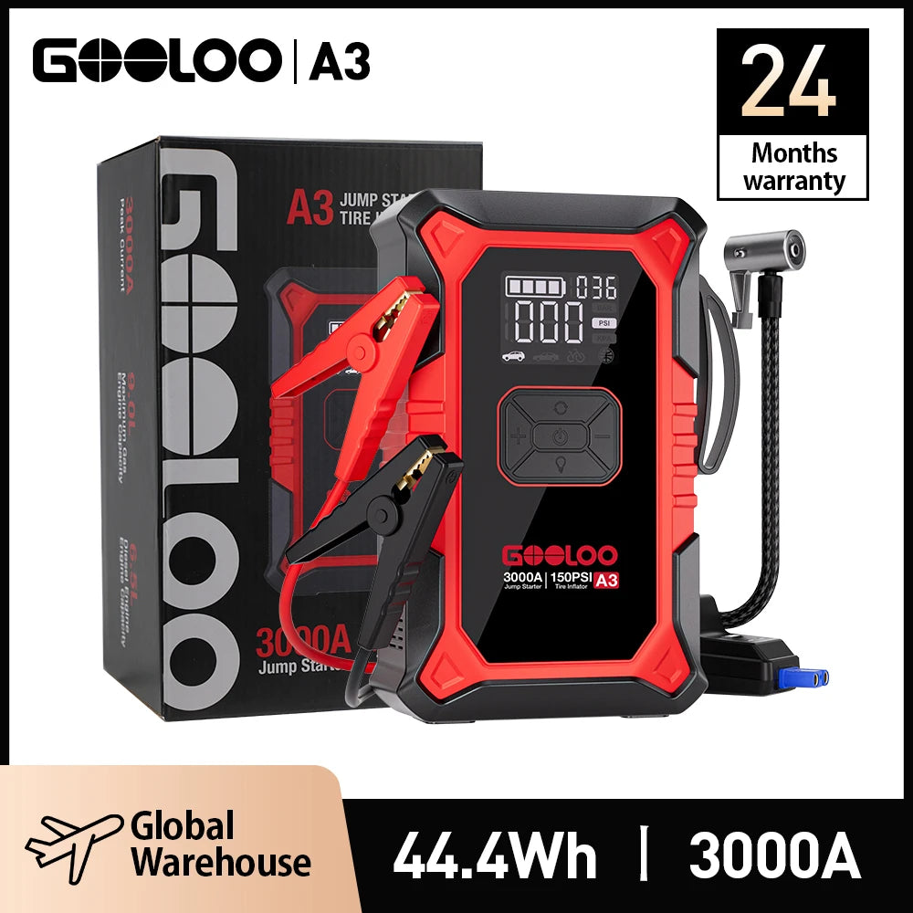 GOOLOO A3 3000A Jump Starter with 150 PSI Air Compressor
