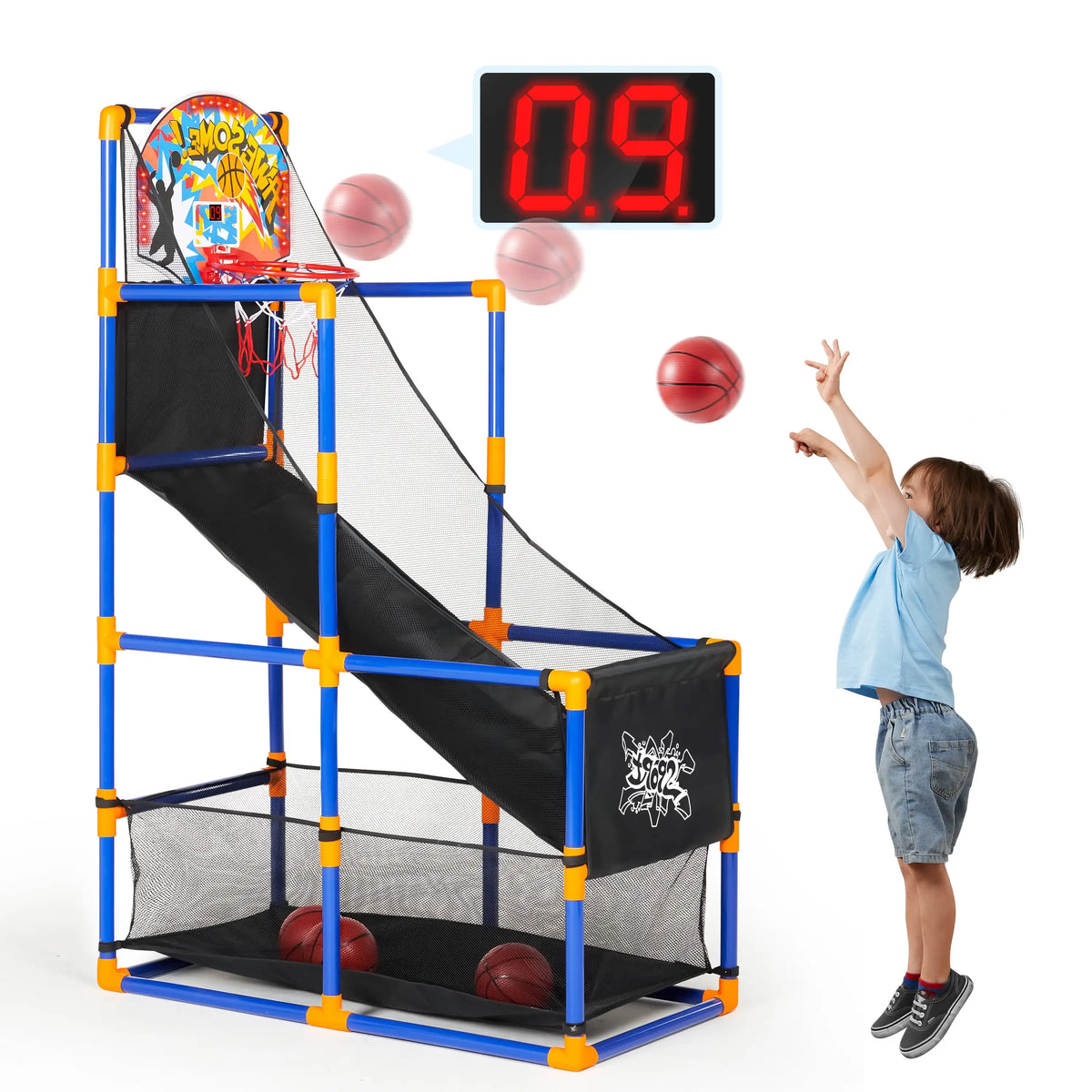Kids' Arcade Basketball Game Set – Indoor & Outdoor with 4 Balls