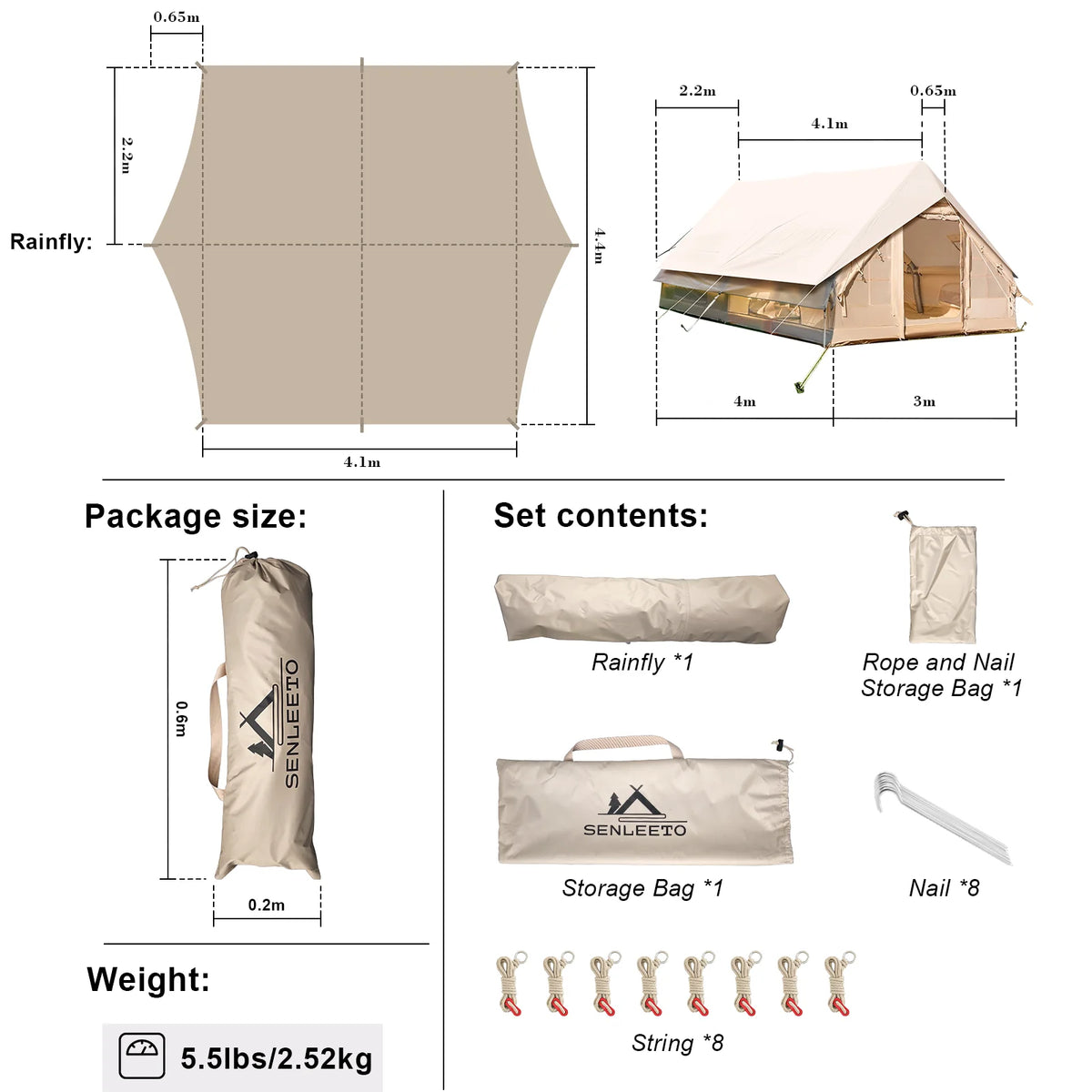 10' × 13' Ultralight Camping Tarp & Rainfly – 6–8 Person Shelter