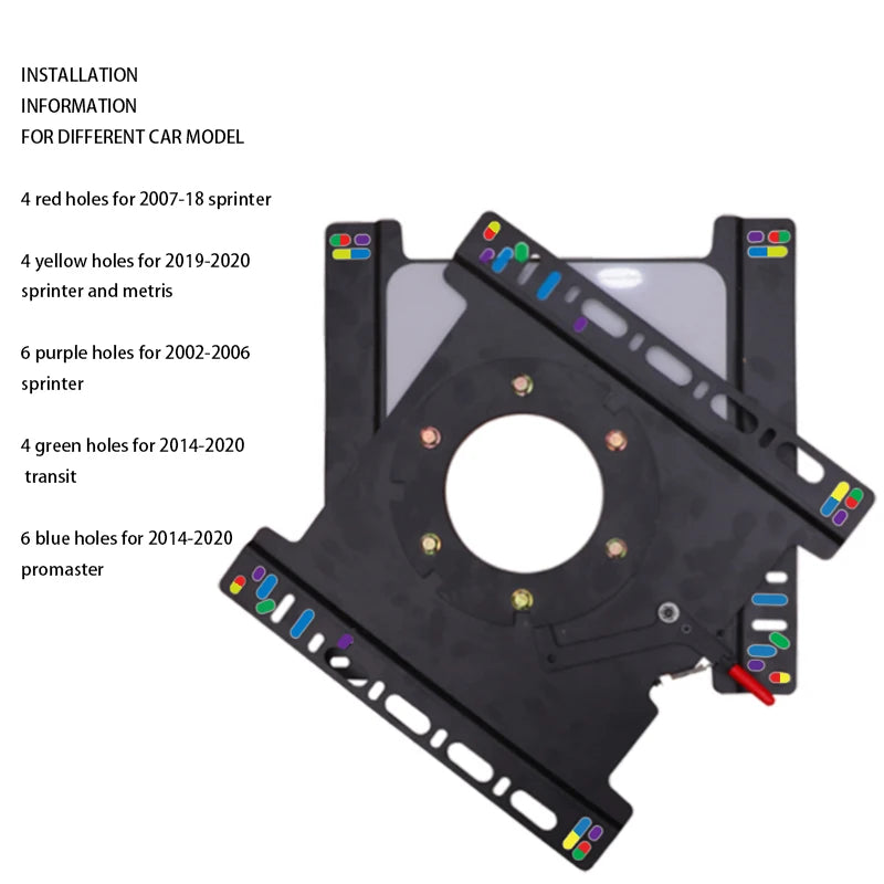 Universal Manual Seat Swivel Adaptors - Compatible with Sprinter, Promaster, VW T6/T5 Multivan, FJ Cruiser, and Metris