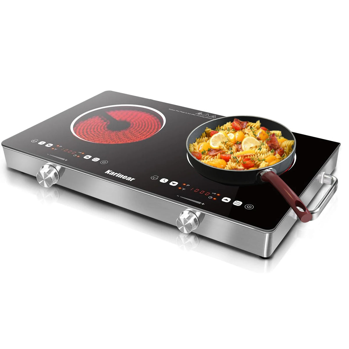 Karinear 2-Zone 3200W Electric Ceramic Cooktop – 220–240V Countertop Hob