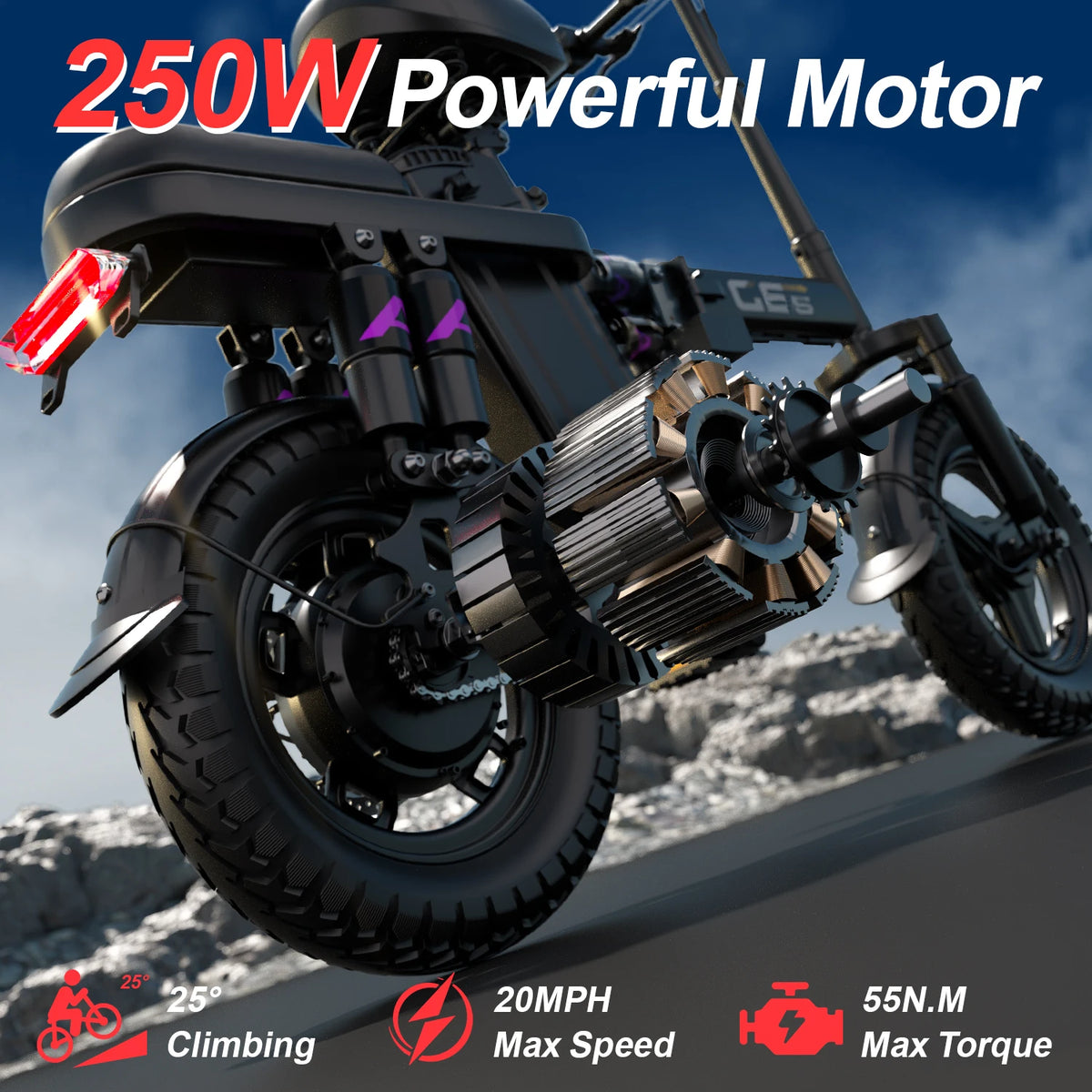 UPlee GE5 14" Folding Fat Tire Electric Bike – 48V 15Ah
