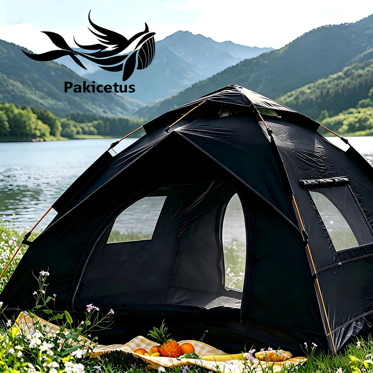 PAKICETUS 1–3 Person 60-Second Instant Dome Tent with Dual Doors