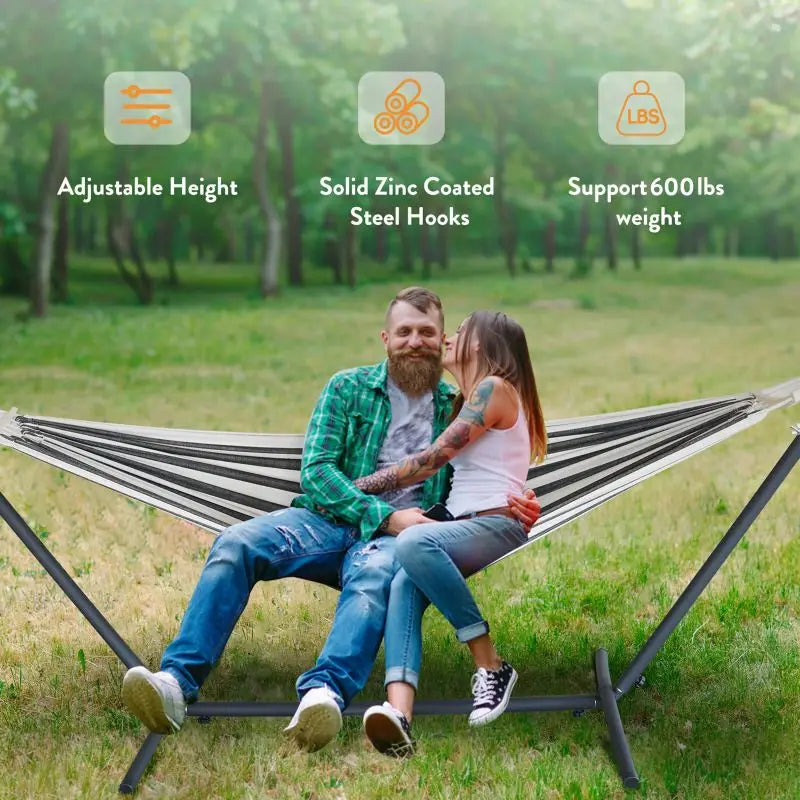 Adjustable Hammock with Stand & Storage Bag – 600 lb Capacity
