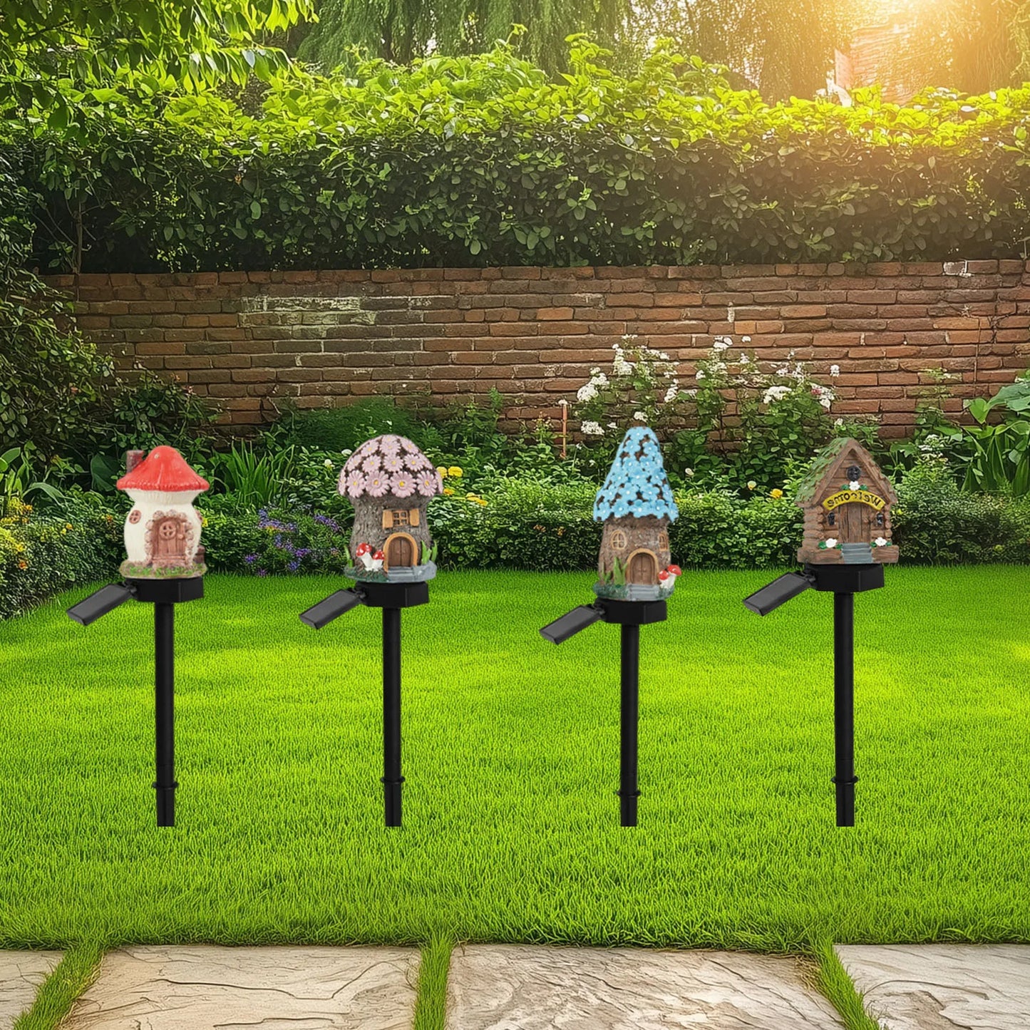Solar Fairy-Tale Mushroom Cottage Outdoor Lawn Lamp Waterproof LED Creative Lamp