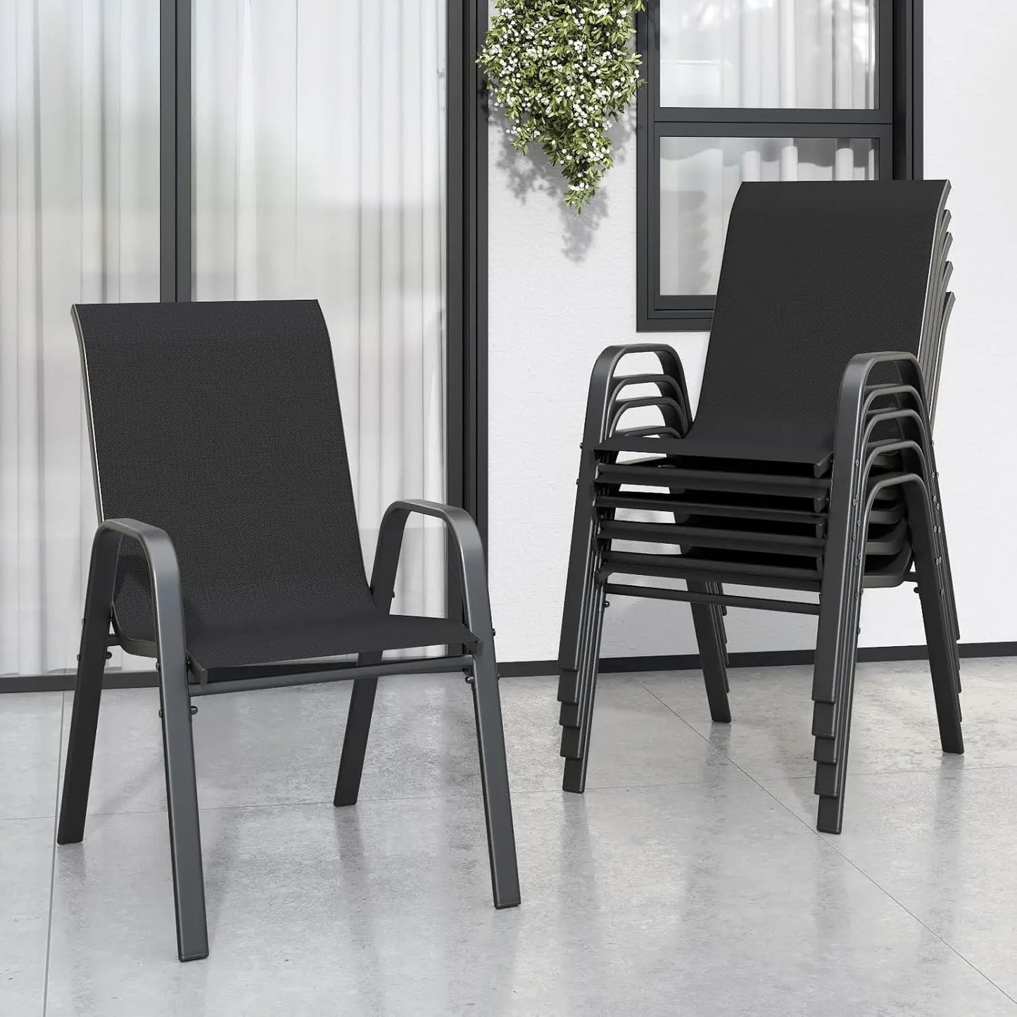 Stackable Outdoor Dining Chairs Set of 6