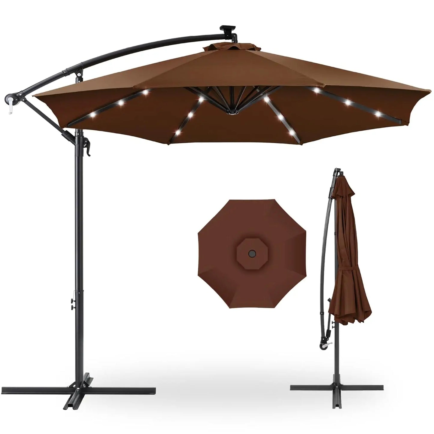 10ft Solar LED Offset Cantilever Umbrella