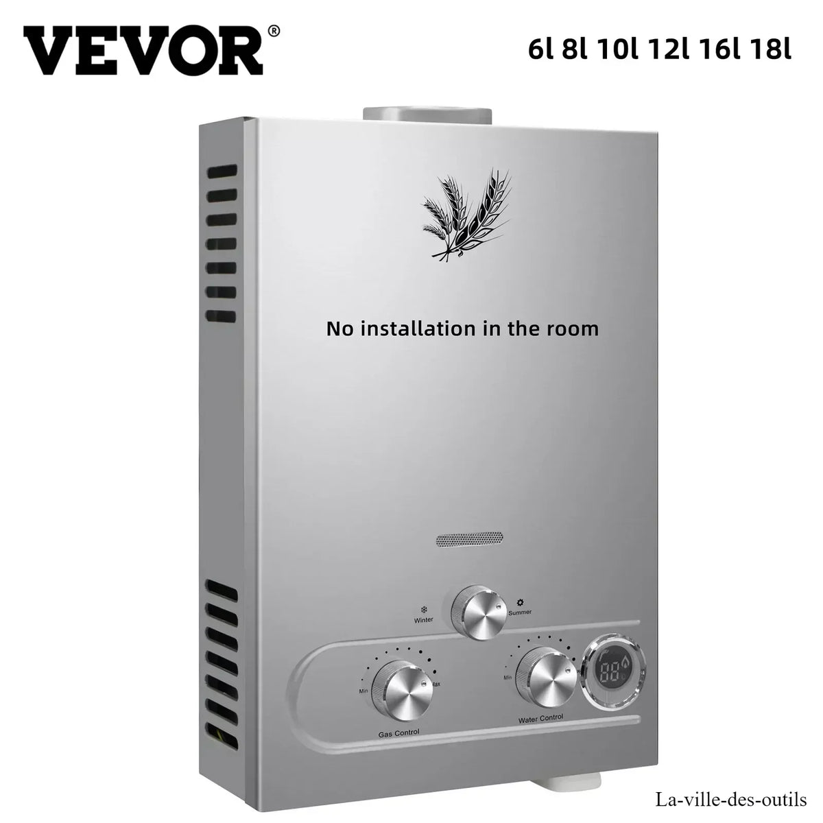 VEVOR LPG Tankless Water Heater – 6L–18L Propane/Butane Instant Hot Water